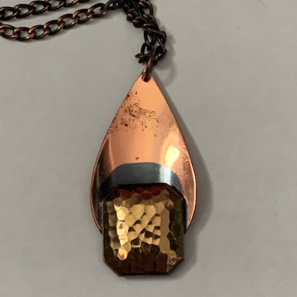 New vintage solid copper pendant necklace